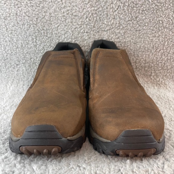 Merrell Jungle Moc Mens 13 Brown Leather Slip On Hiking Outdoor Vibram Shoes - Picture 2 of 9